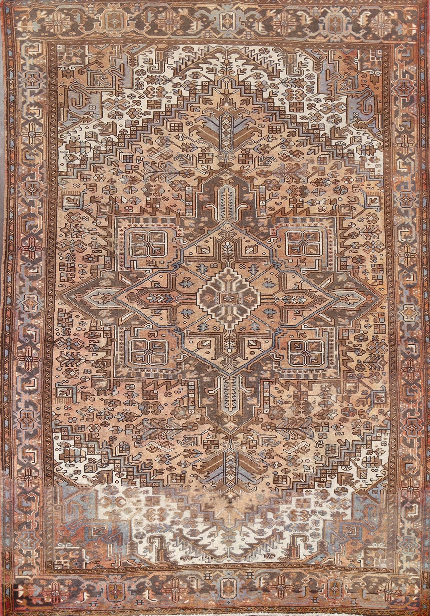 Vintage Geometric Heriz Persian Area Rug 8x11