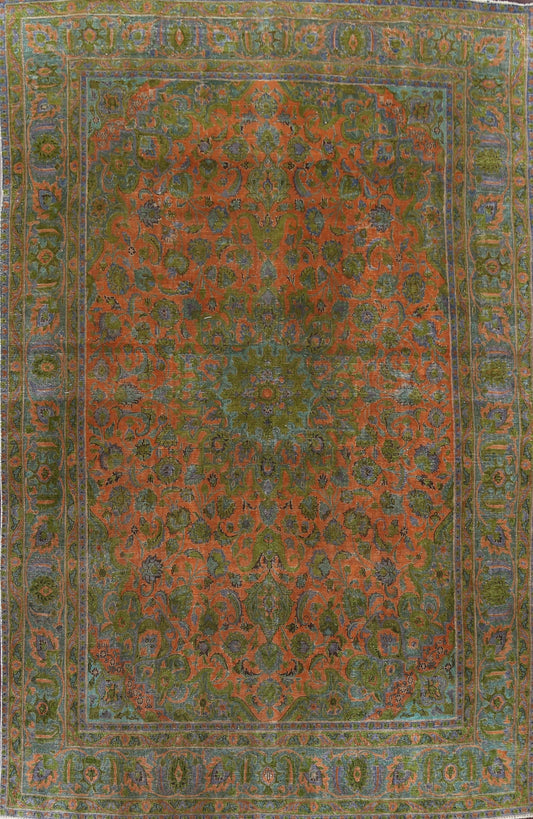 Distressed Over-Dye Mashad Persian Area Rug 9x13