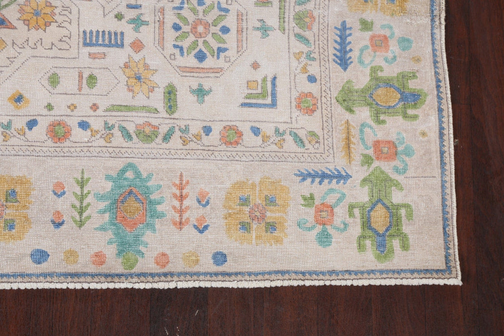 Distressed Geometric Tabriz Persian Area Rug 9x12