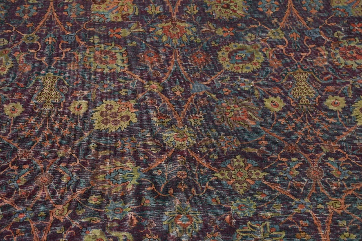 Distressed Floral Tabriz Persian Area Rug 10x12