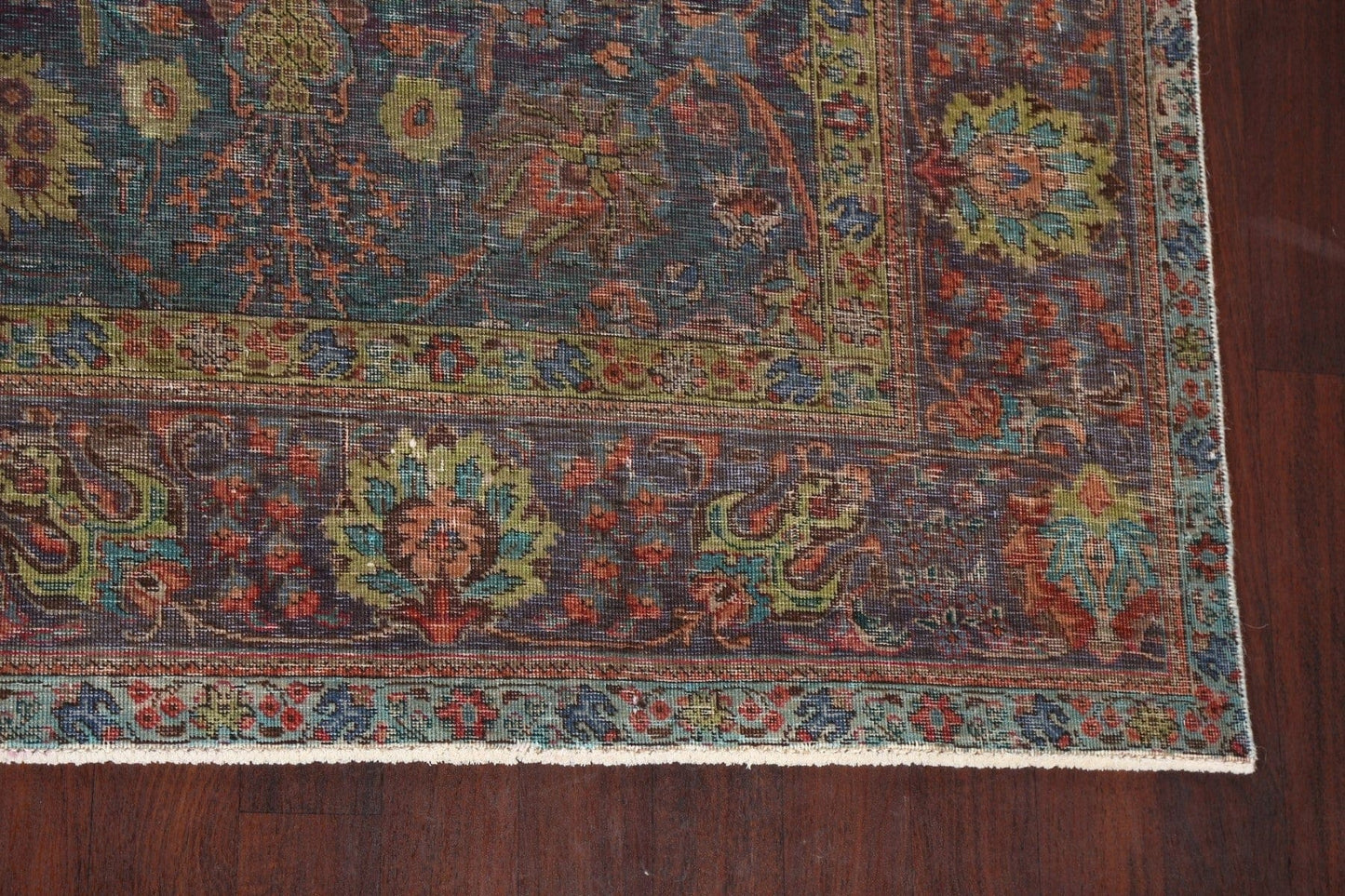 Distressed Floral Tabriz Persian Area Rug 10x12