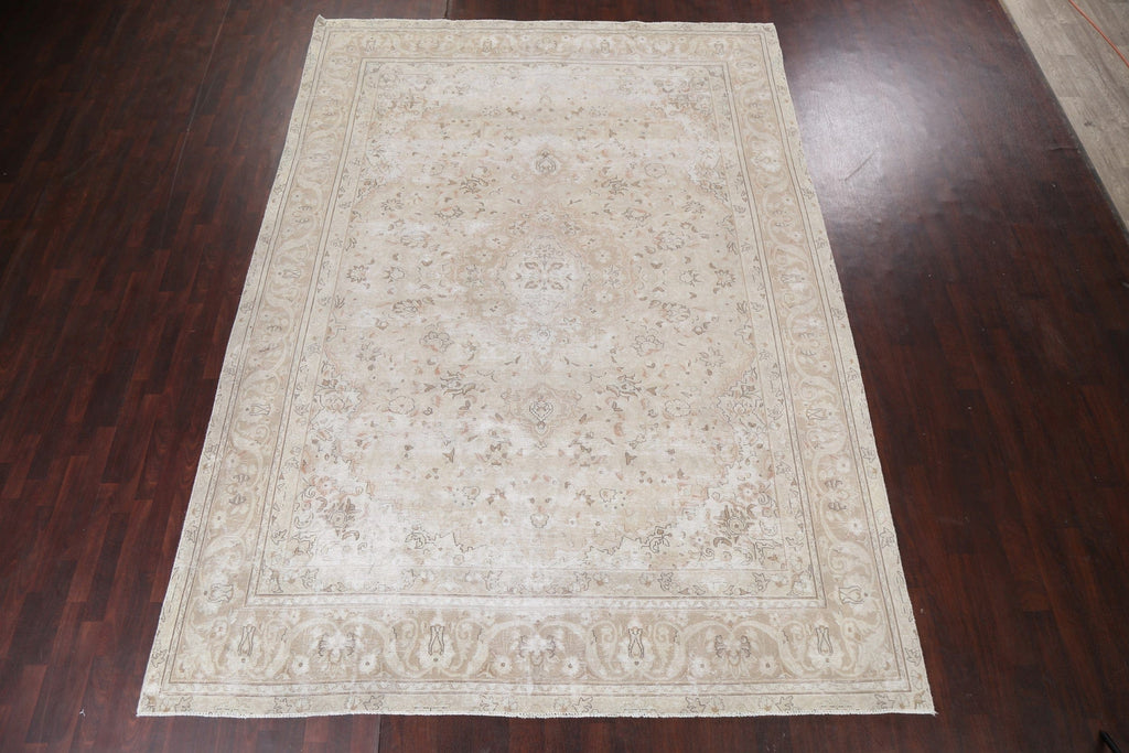 Muted Distressed Kerman Persian Area Rug 9x13