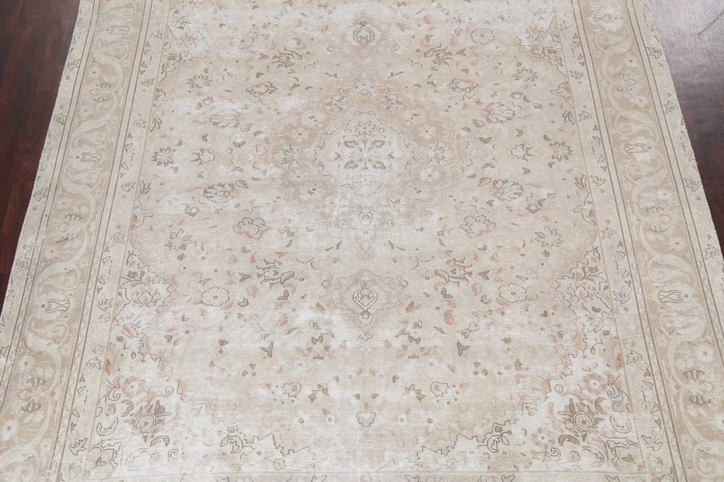 Muted Distressed Kerman Persian Area Rug 9x13