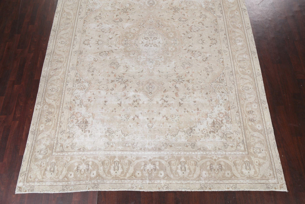 Muted Distressed Kerman Persian Area Rug 9x13