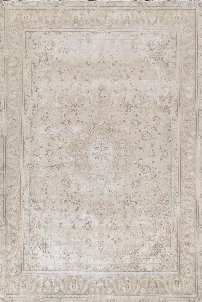 Muted Distressed Kerman Persian Area Rug 9x13