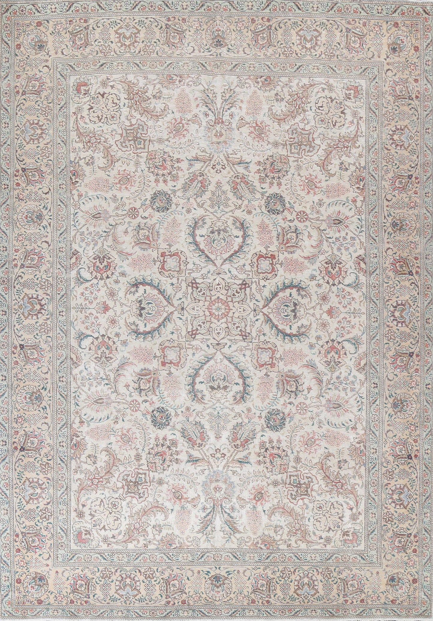 Muted Distressed Tabriz Persian Area Rug 8x11