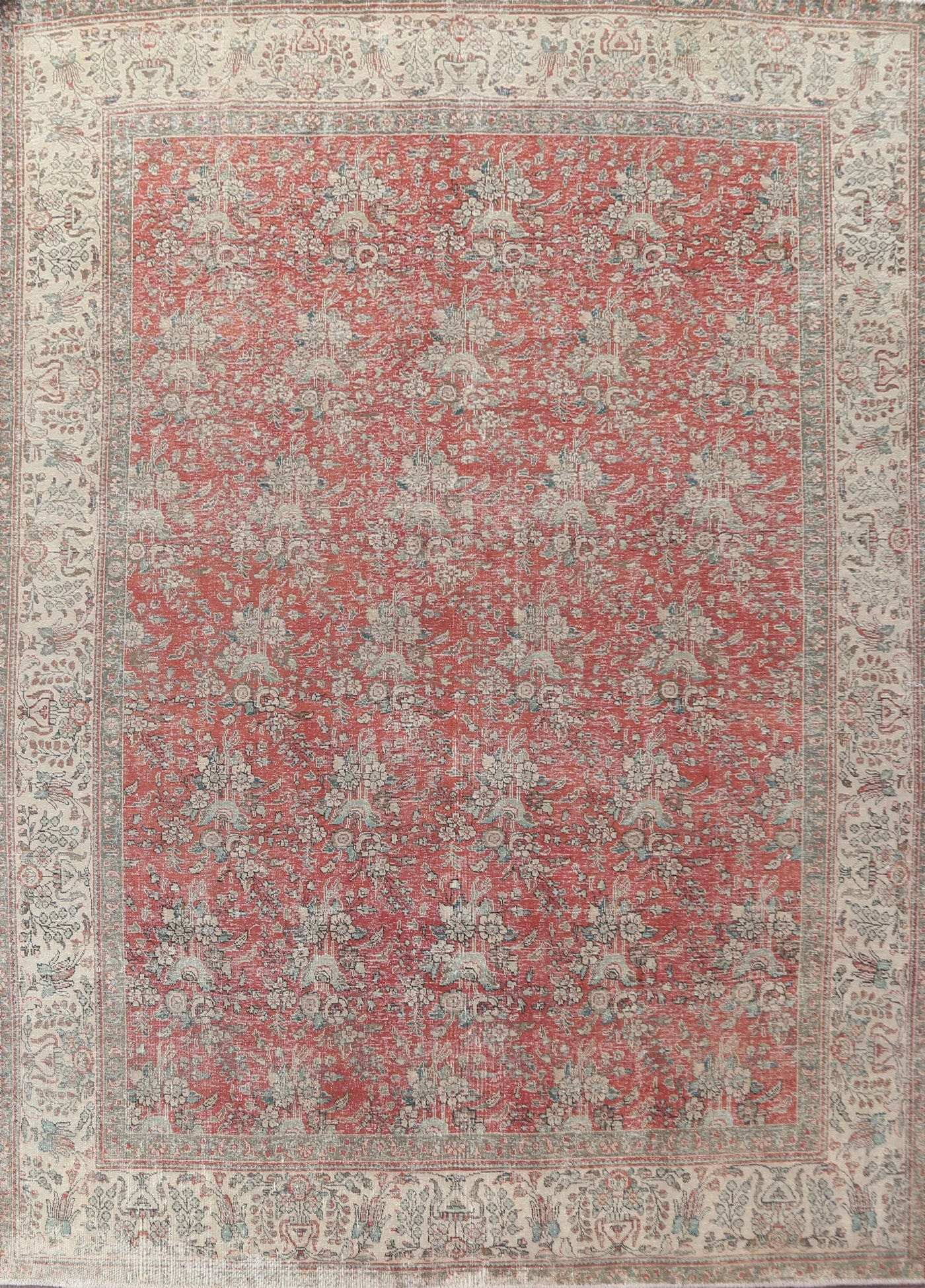 All-Over Distressed Tabriz Persian Area Rug 9x13