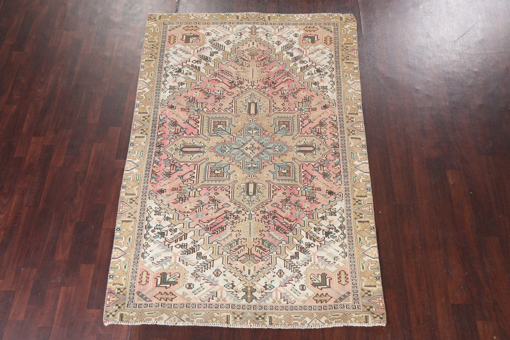 Vintage Geometric Heriz Persian Area Rug 6x8