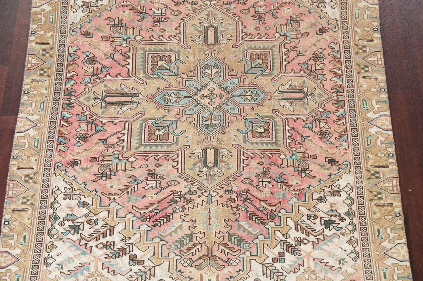 Vintage Geometric Heriz Persian Area Rug 6x8