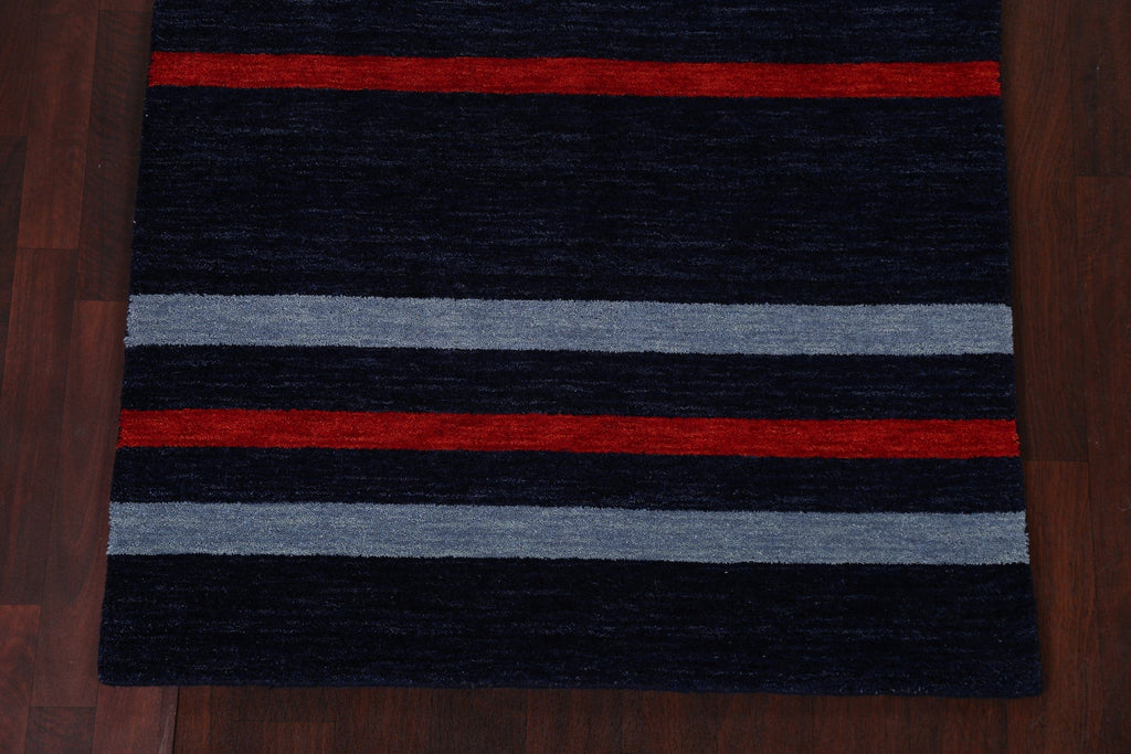 Striped Gabbeh Wool Area Rug 4x6