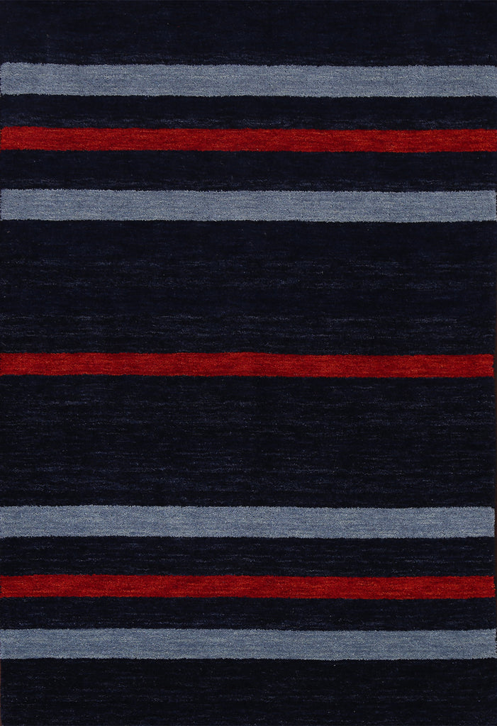 Striped Gabbeh Wool Area Rug 4x6