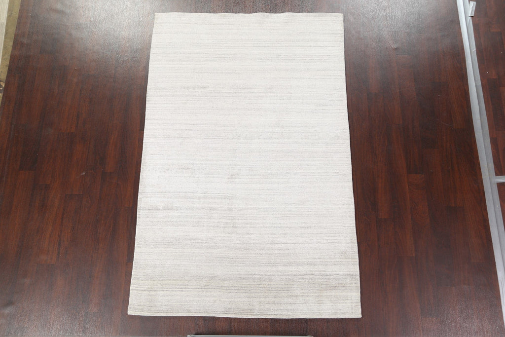 Ivory Contemporary Wool Area Rug 5x8