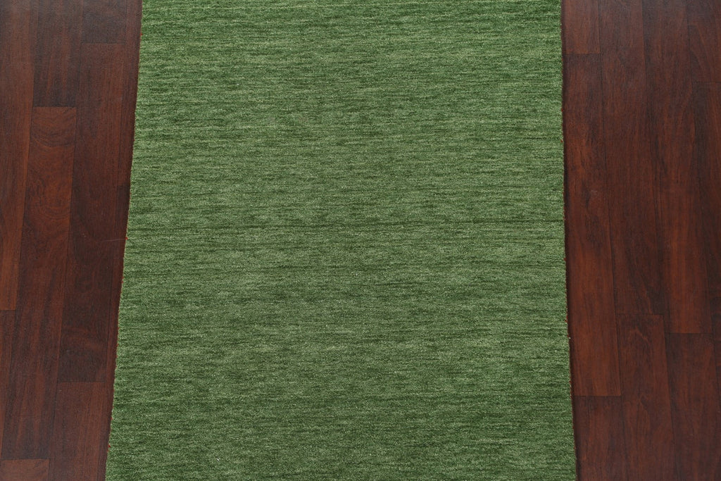 Green Gabbeh Wool Area Rug 4x6