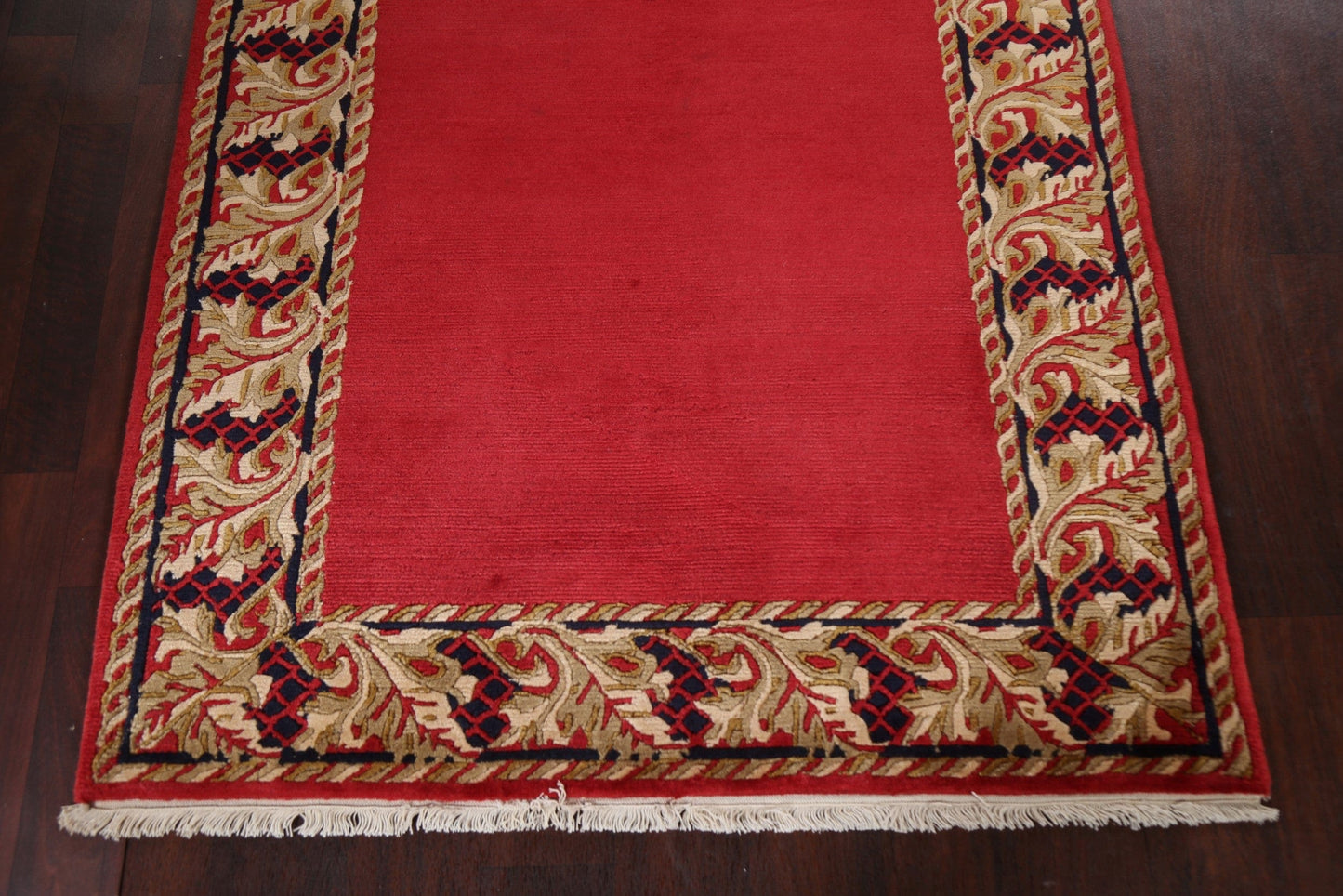 Bordered Nepal Tibetan Wool Area Rug 4x5