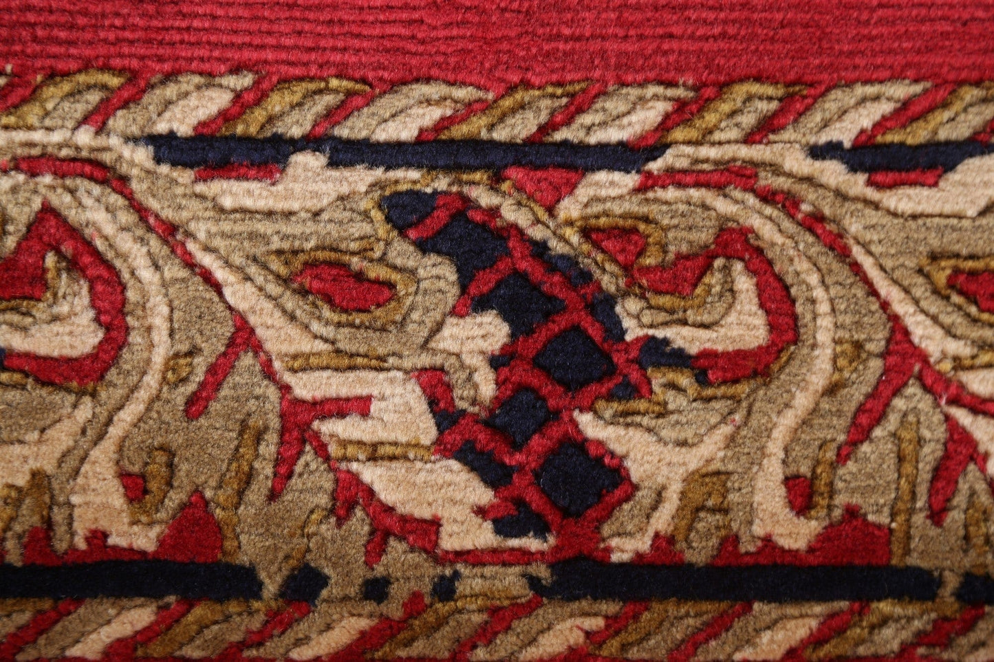 Bordered Nepal Tibetan Wool Area Rug 4x5