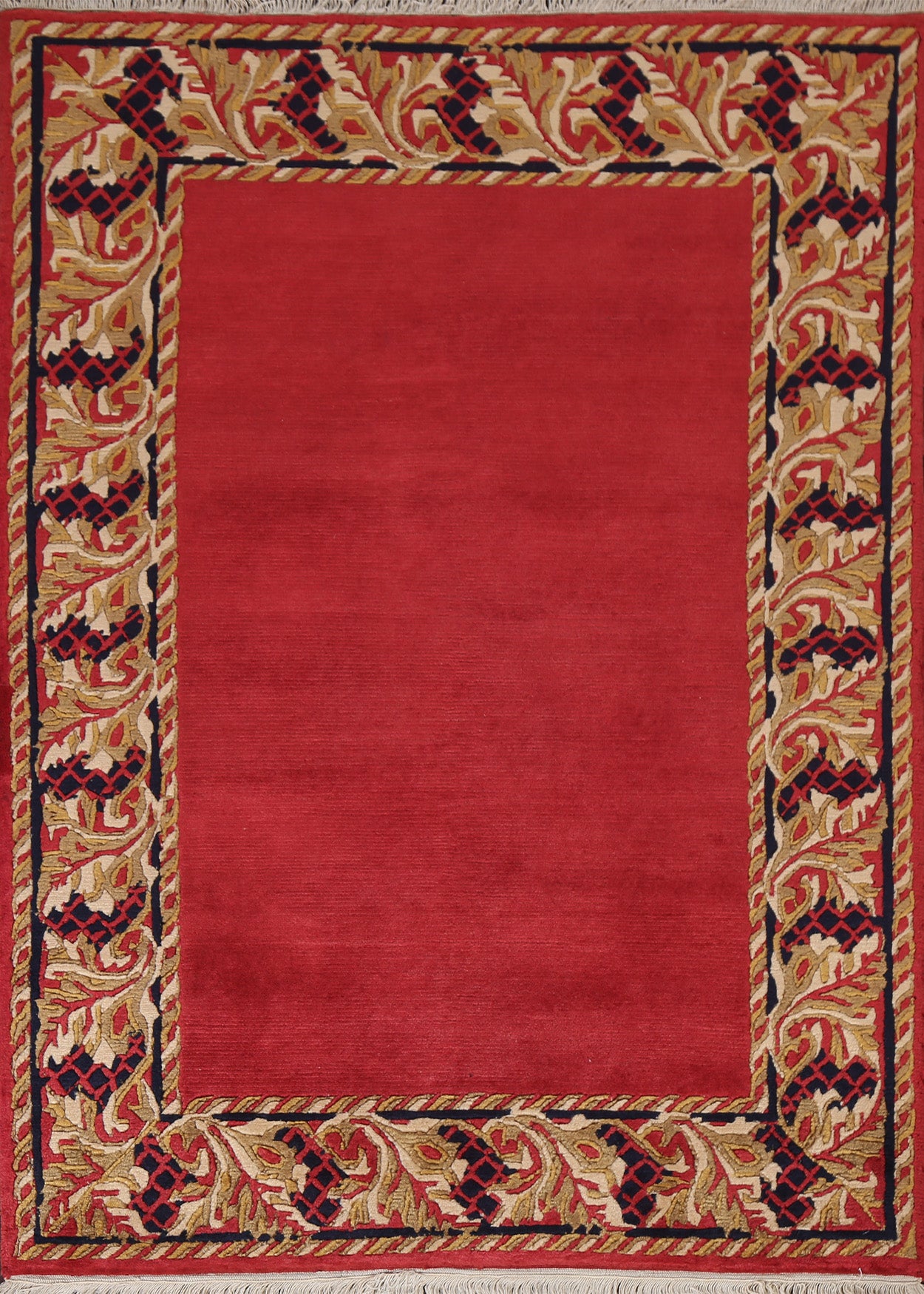 Bordered Nepal Tibetan Oriental Area Rug 4x5