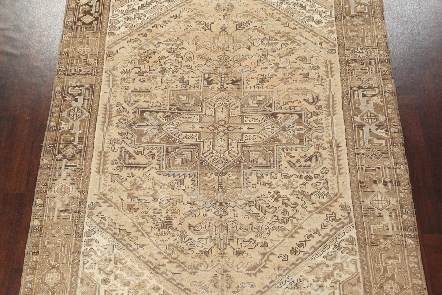 Distressed Geometric Heriz Persian Area Rug 8x11