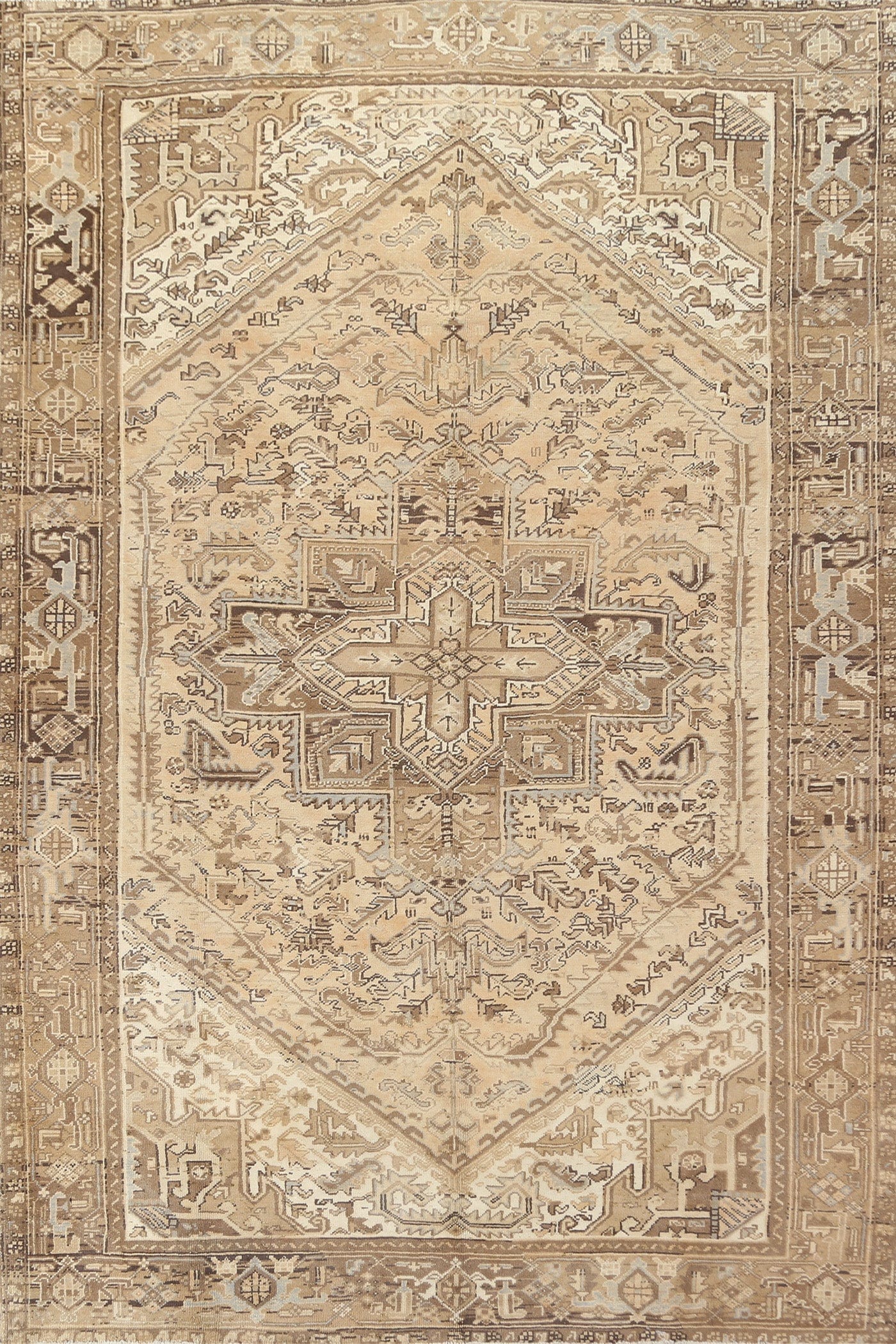 Distressed Geometric Heriz Persian Area Rug 8x11