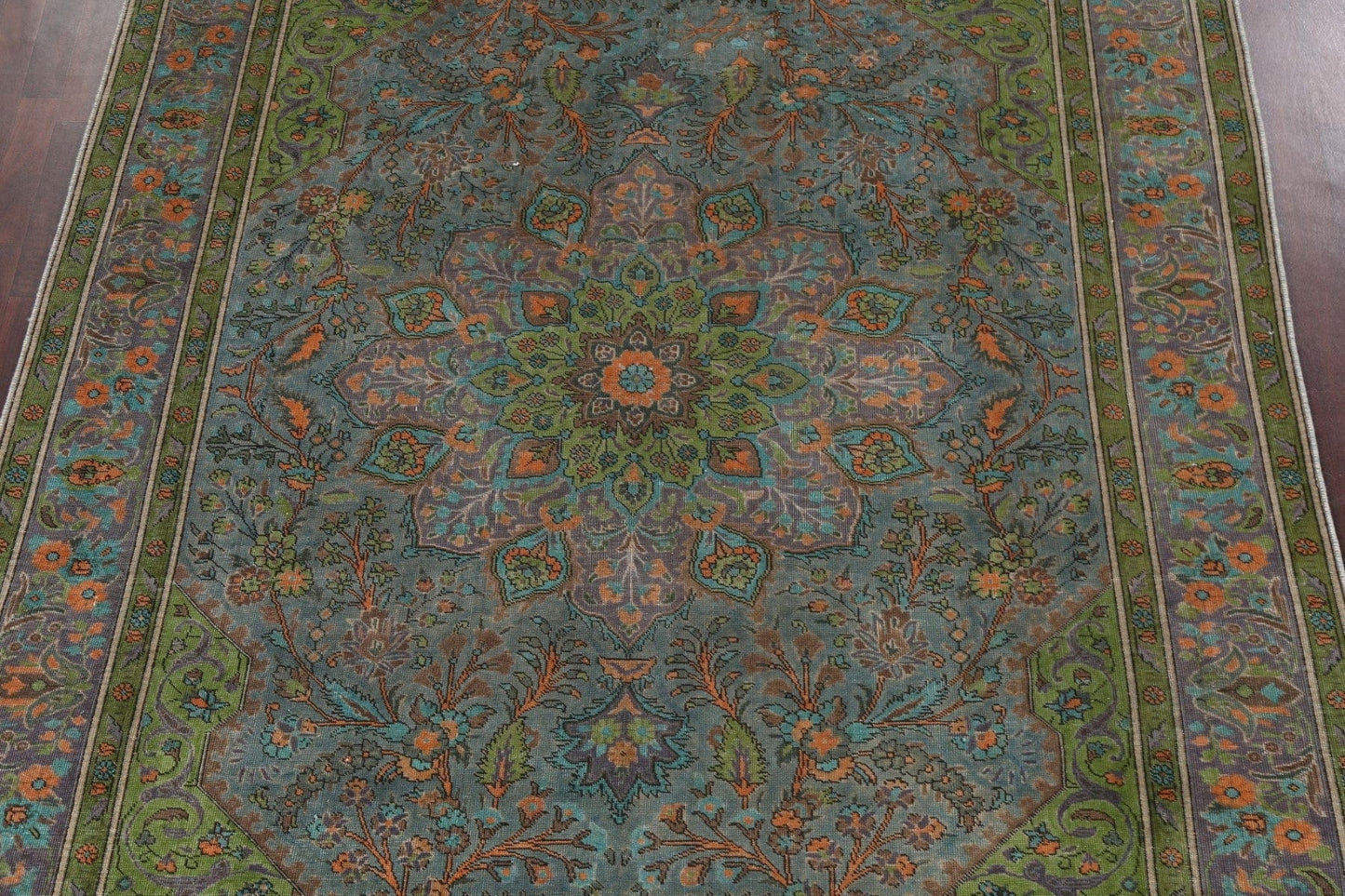 Distressed Over-Dye Tabriz Persian Area Rug 8x11