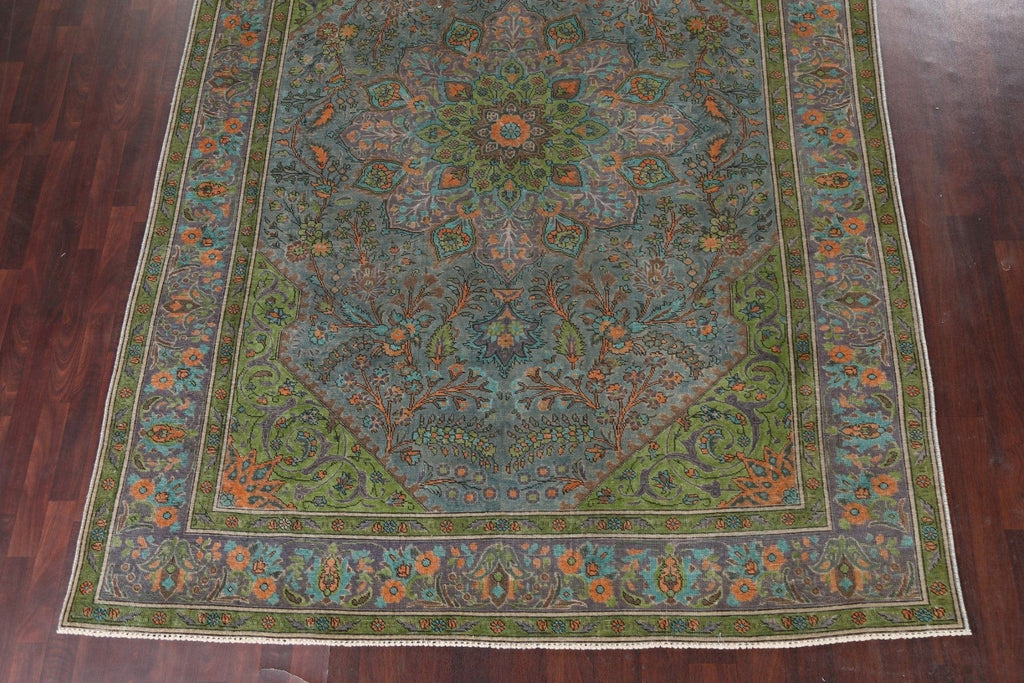 Distressed Over-Dye Tabriz Persian Area Rug 8x11