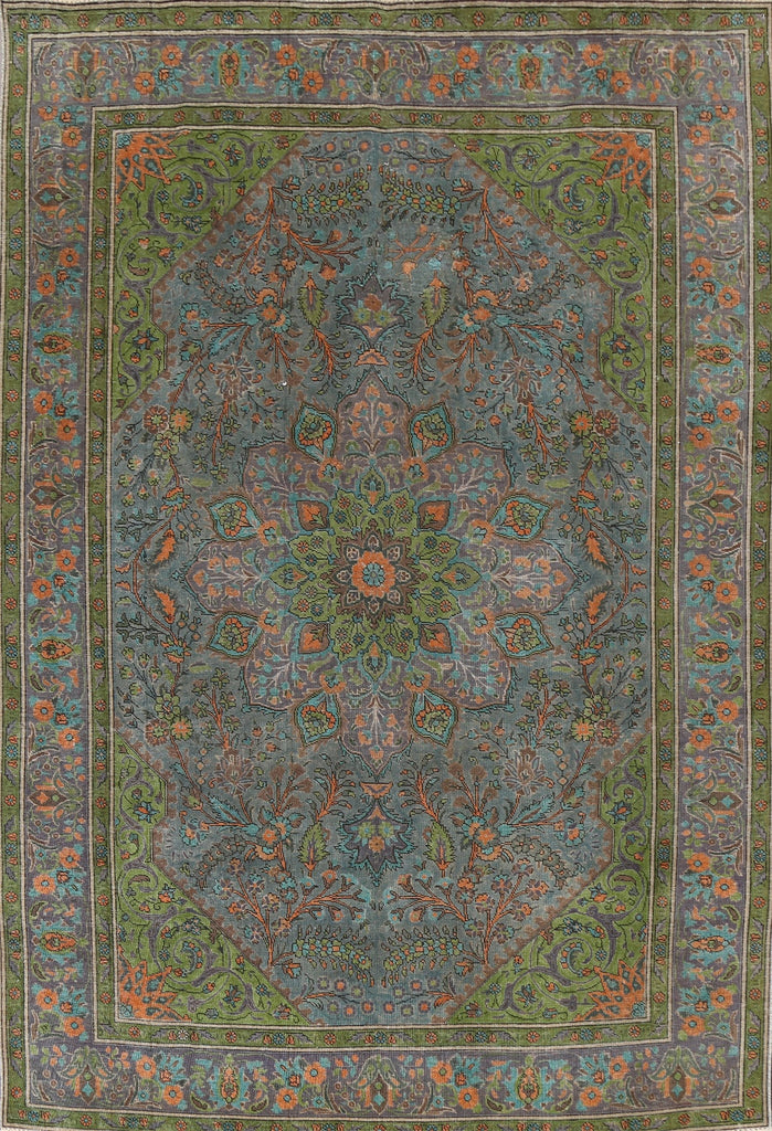 Distressed Over-Dye Tabriz Persian Area Rug 8x11