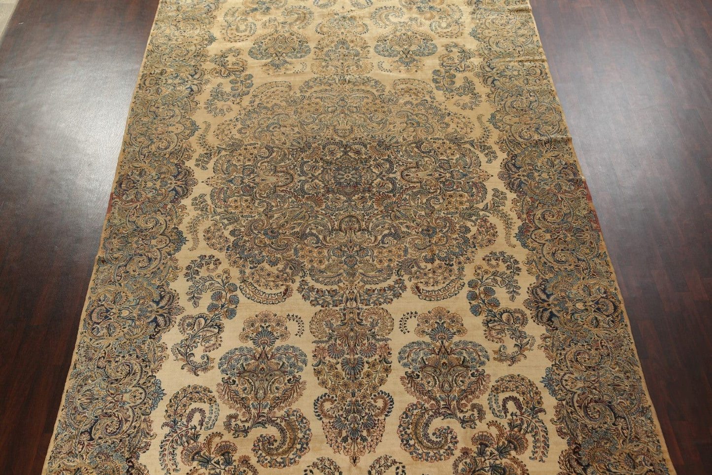 Antique Vegetable Dye Kerman Persian Area Rug 10x21