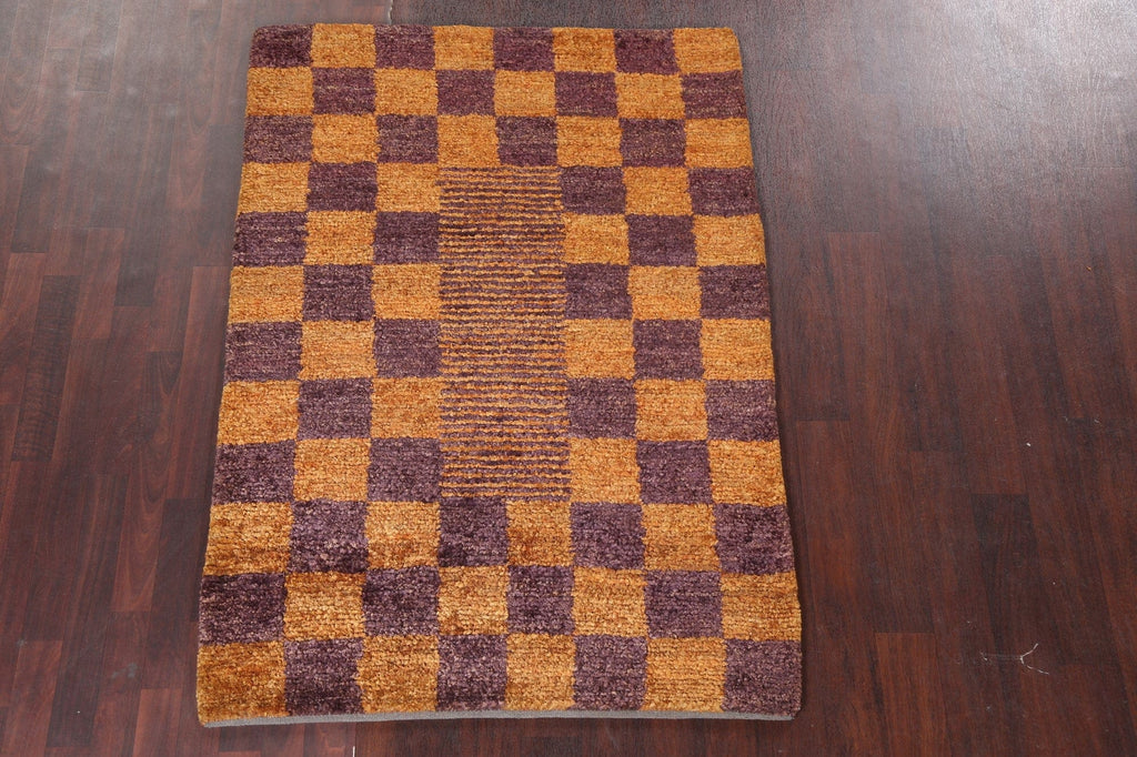 Checkered Contemporary Oriental Area Rug 4x6