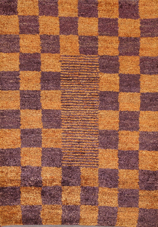 Checkered Contemporary Oriental Area Rug 4x6