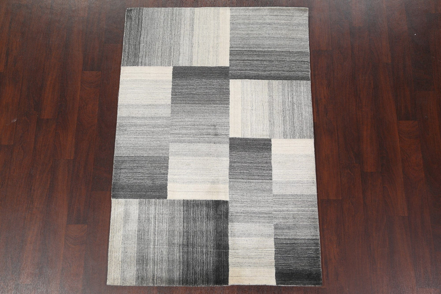 Checkered Gabbeh Wool Area Rug 4x6