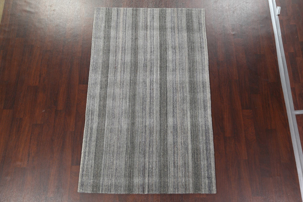 Striped Contemporary Wool Area Rug 5x8