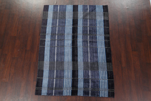 Checkered Gabbeh Wool Area Rug 5x7