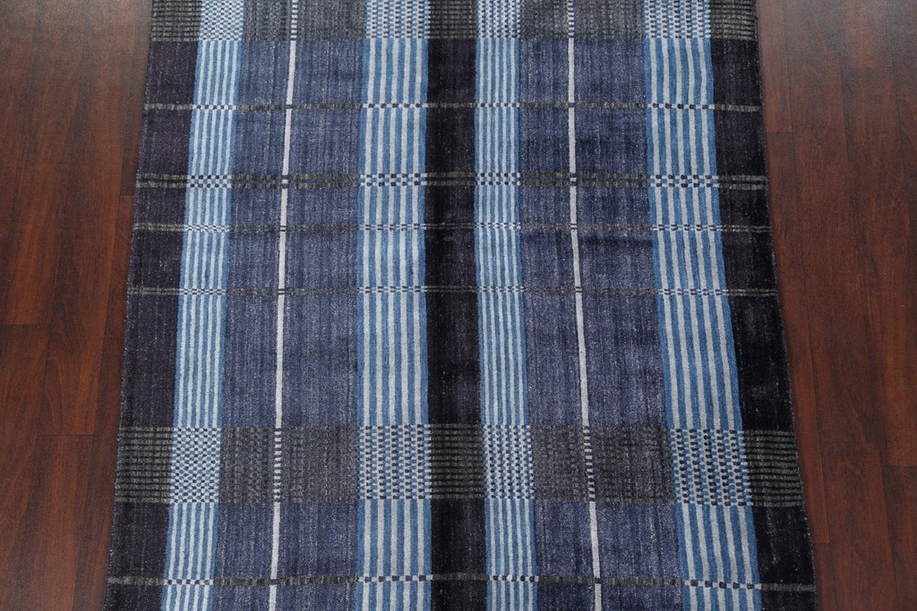 Checkered Gabbeh Wool Area Rug 5x7