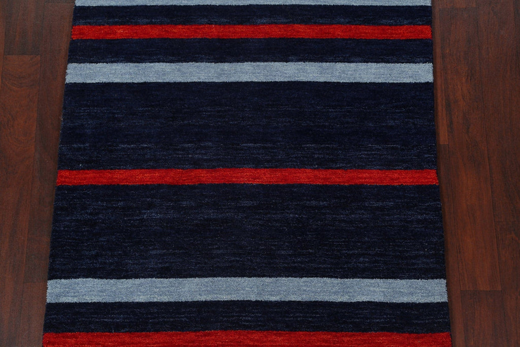 Striped Gabbeh Wool Area Rug 4x6