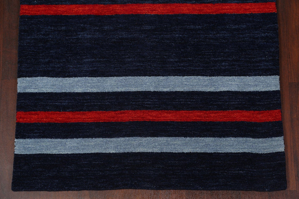 Striped Gabbeh Wool Area Rug 4x6