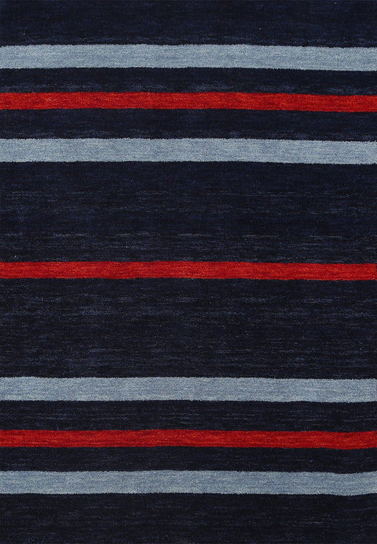 Striped Gabbeh Wool Area Rug 4x6