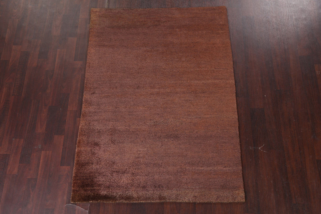 Brown Contemporary Hand-Knotted Area Rug 5x6