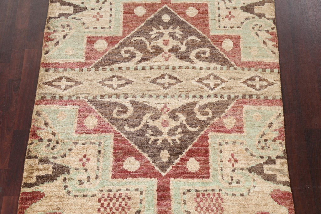 Geometric Abstract Hand-Knotted Area Rug 5x8