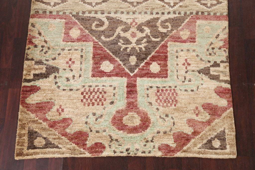 Geometric Abstract Hand-Knotted Area Rug 5x8