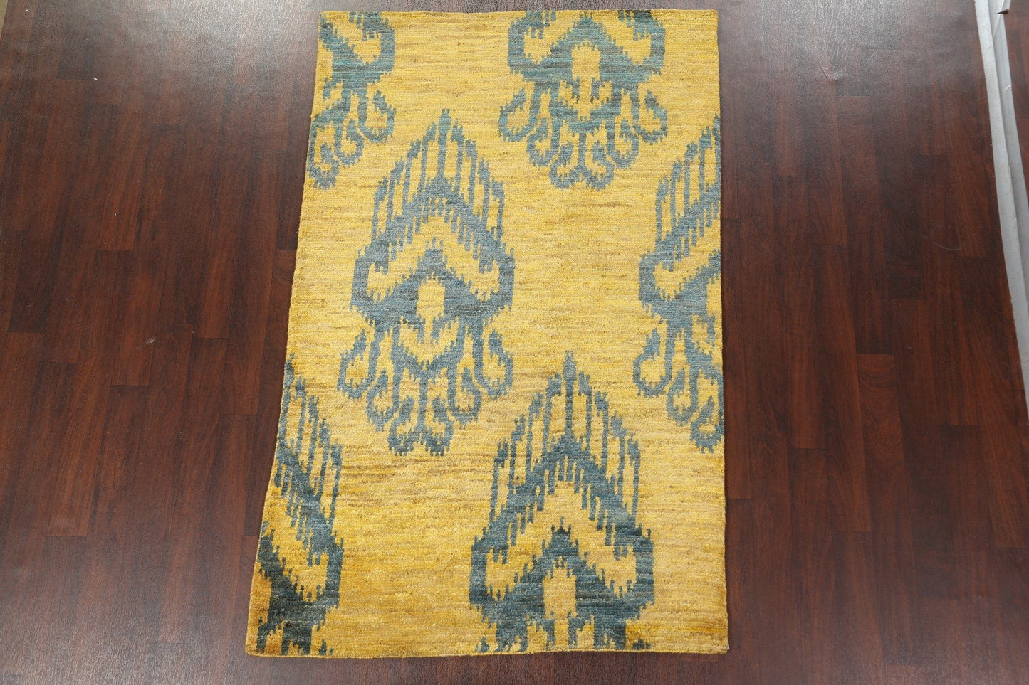 Yellow Abstract Hand-Knotted Area Rug 5x8