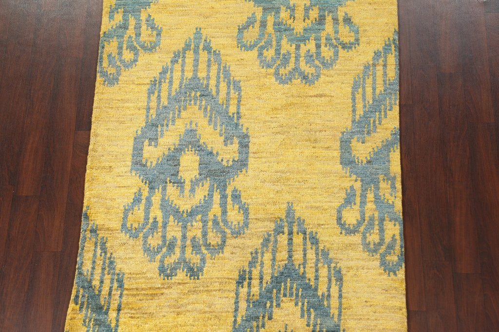 Yellow Abstract Hand-Knotted Area Rug 5x8