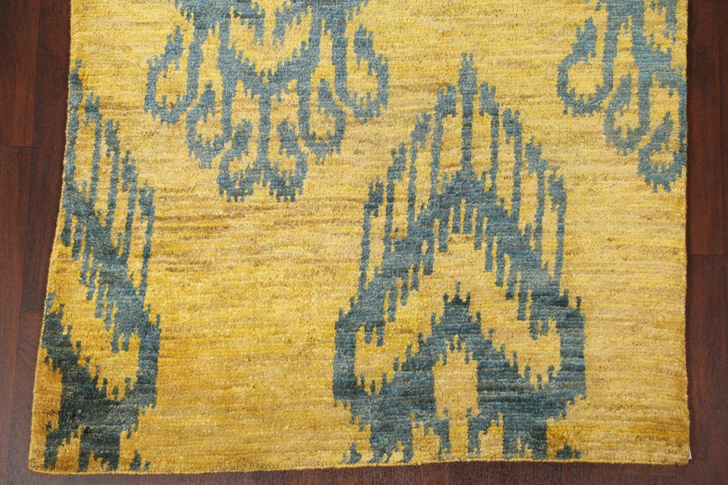 Yellow Abstract Hand-Knotted Area Rug 5x8