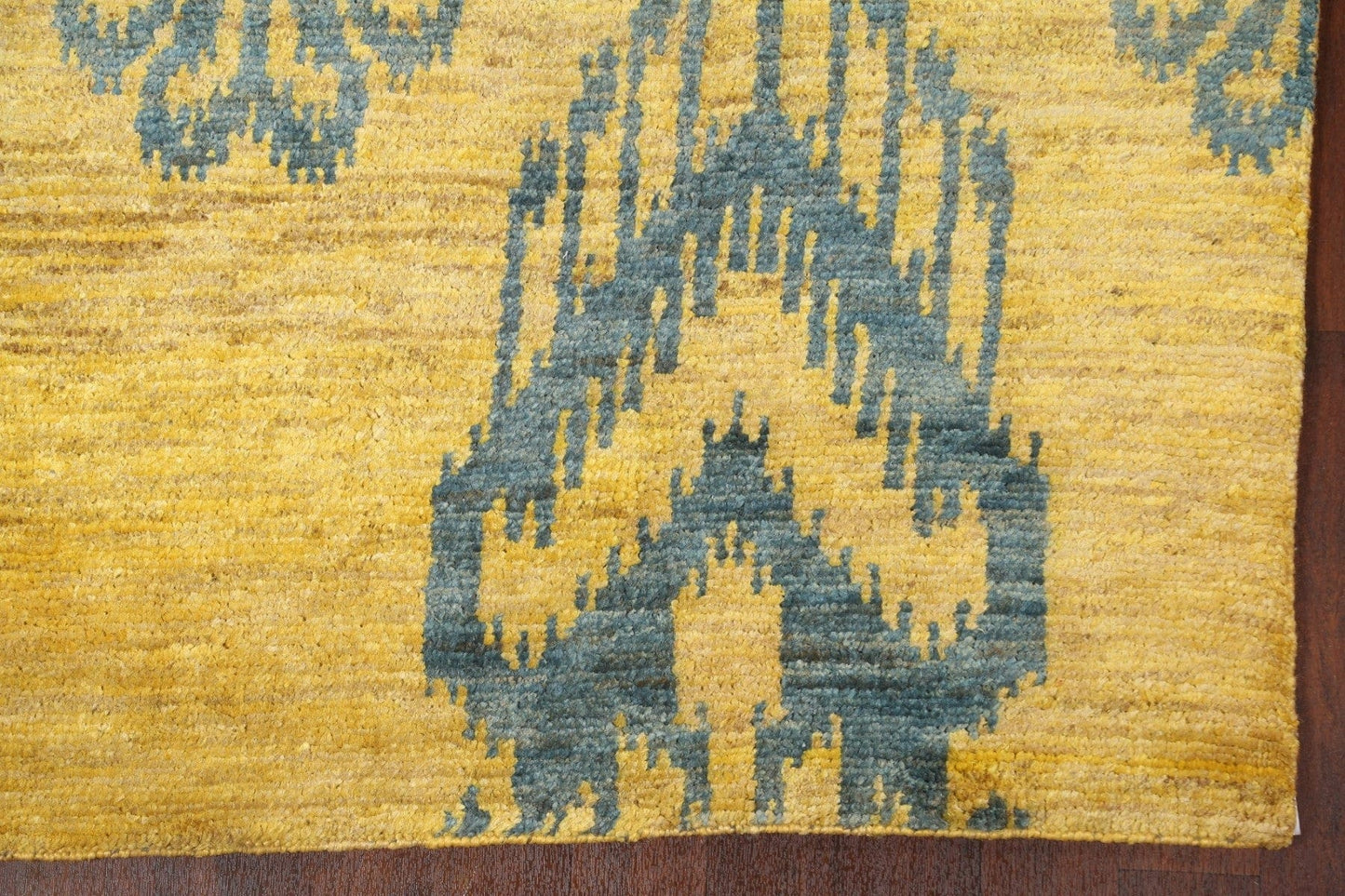 Yellow Abstract Hand-Knotted Area Rug 5x8