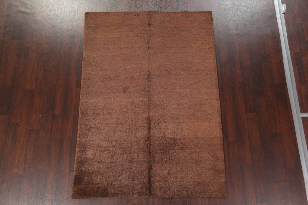 Brown Contemporary Hand-Knotted Area Rug 5x8