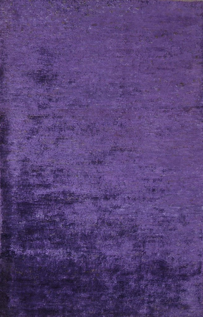 Purple Contemporary Hand-Knotted Area Rug 5x8