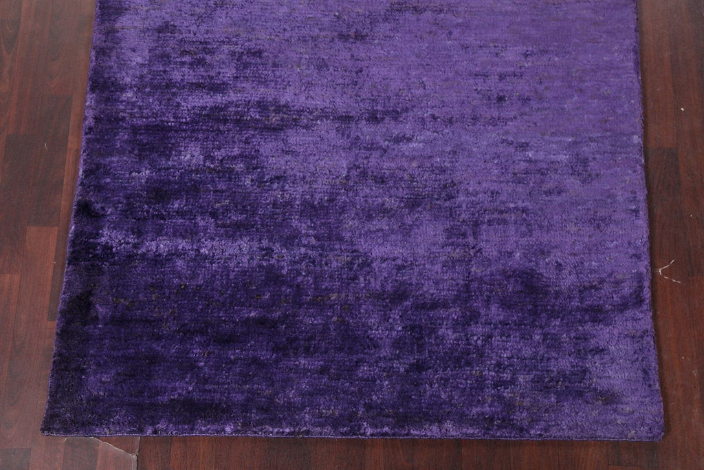 Purple Contemporary Hand-Knotted Area Rug 5x8