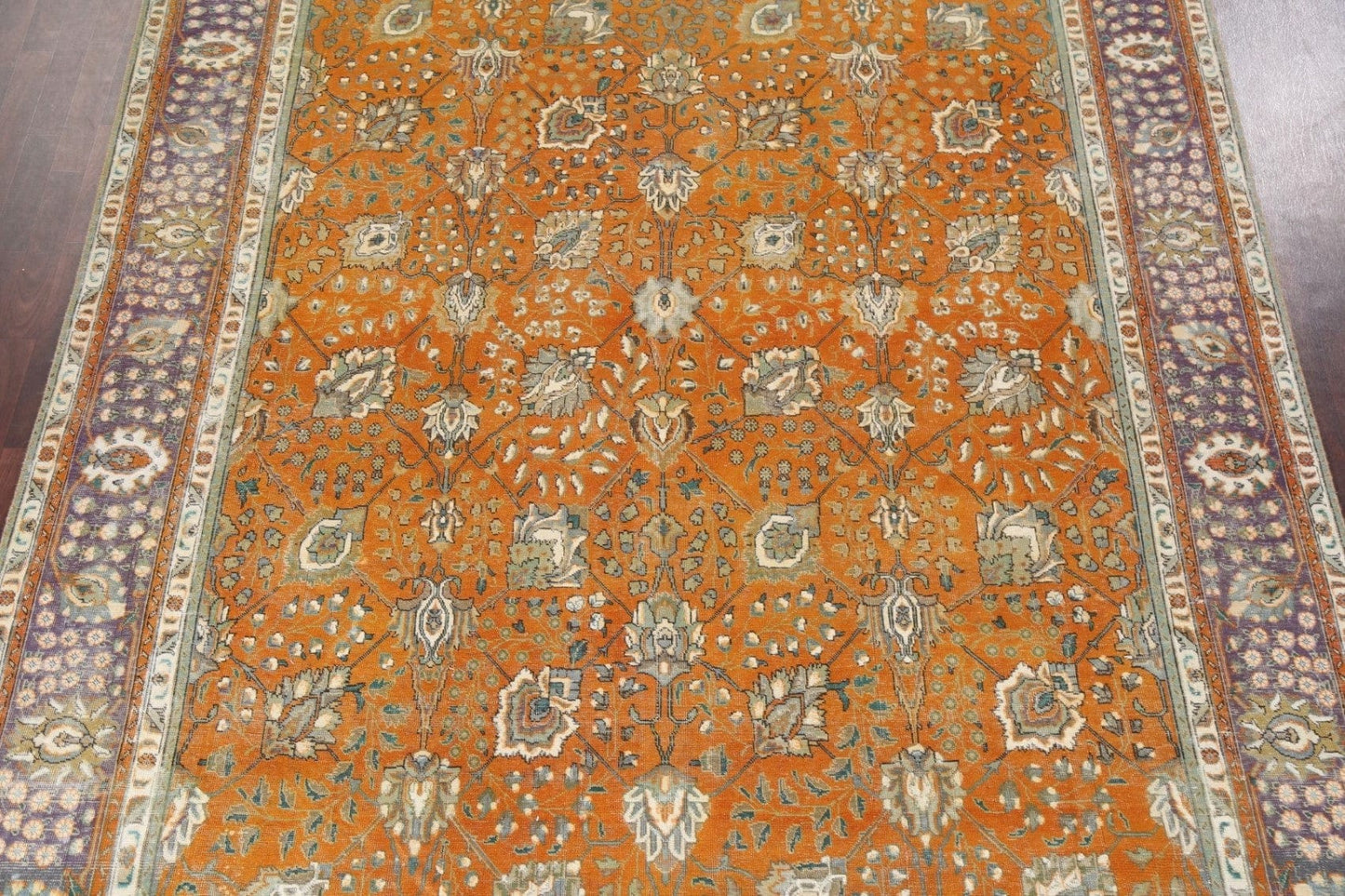 Distressed Over-Dyed Tabriz Persian Area Rug 9x12