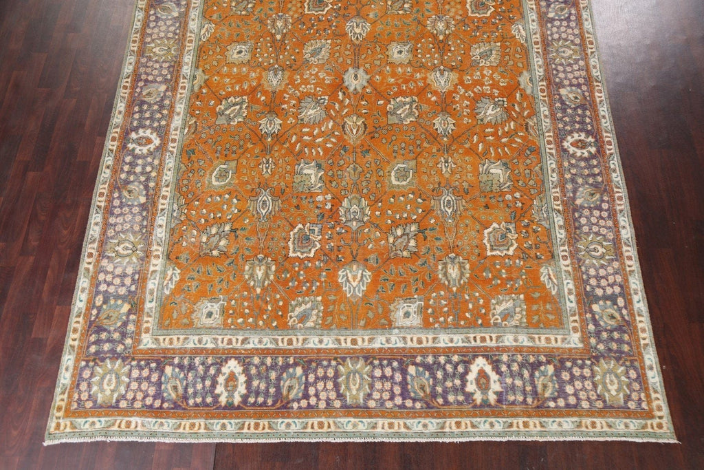 Distressed Over-Dyed Tabriz Persian Area Rug 9x12