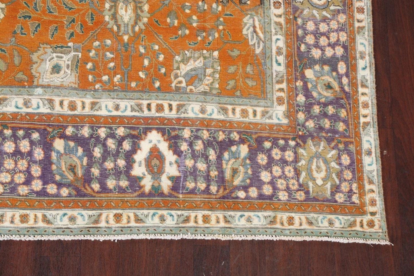 Distressed Over-Dyed Tabriz Persian Area Rug 9x12