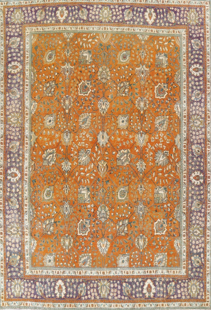 Distressed Over-Dyed Tabriz Persian Area Rug 9x12