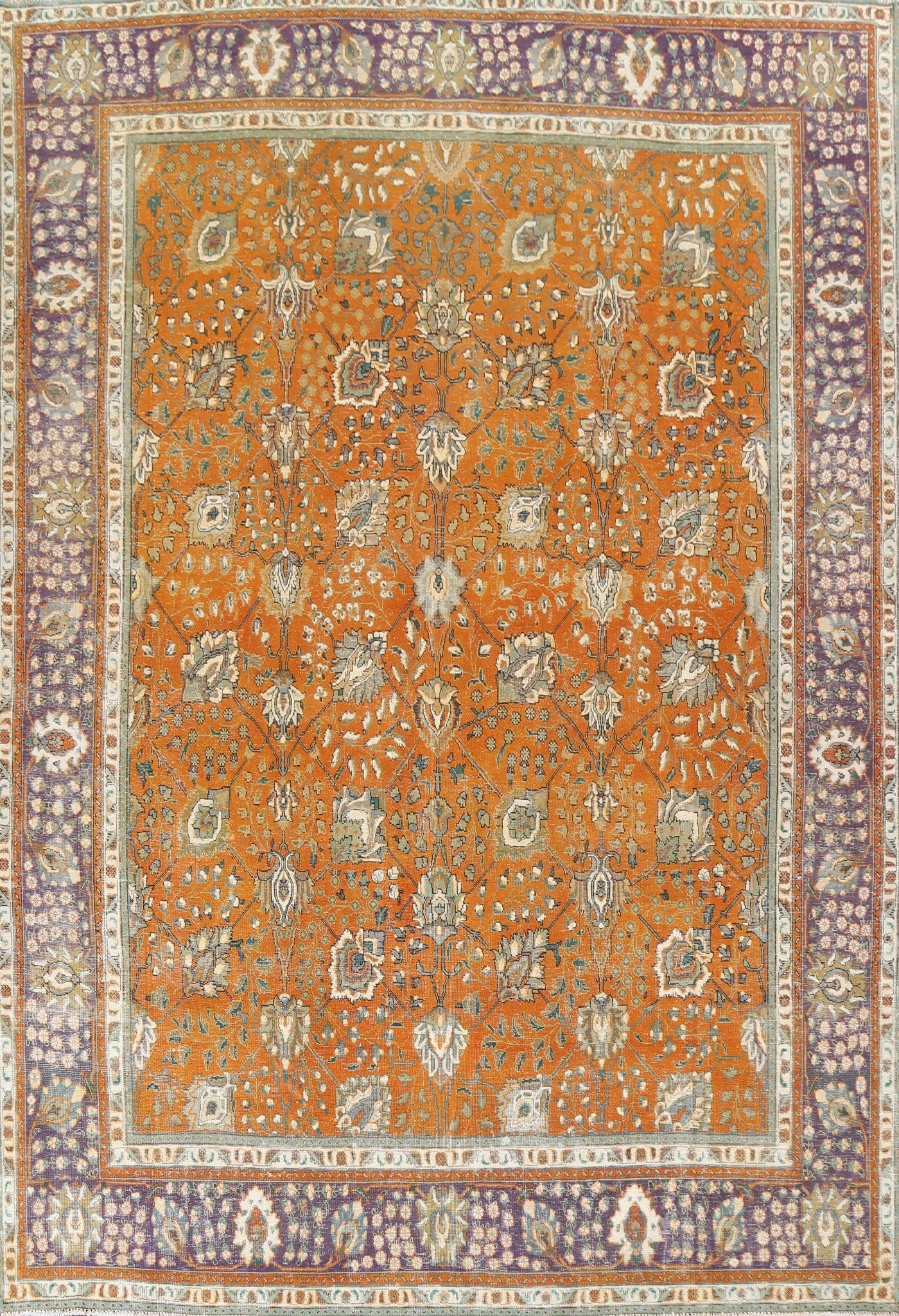 Distressed Over-Dyed Tabriz Persian Area Rug 9x12